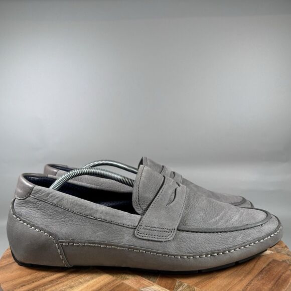 Cole Haan Leather Wyatt Penny Driver Grey Loafers Shoes Casual Mens 11.5 - Picture 1 of 8